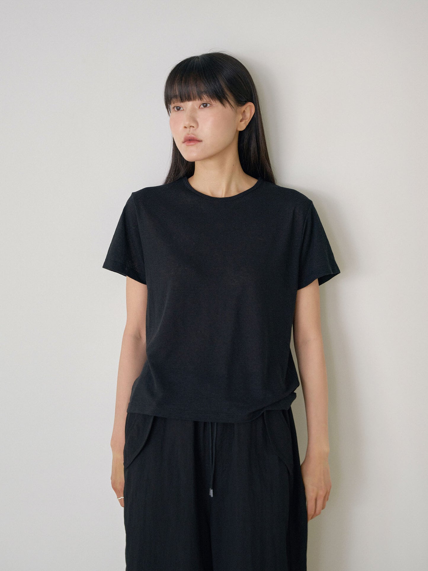 Linen Basic Short Sleeve - Black