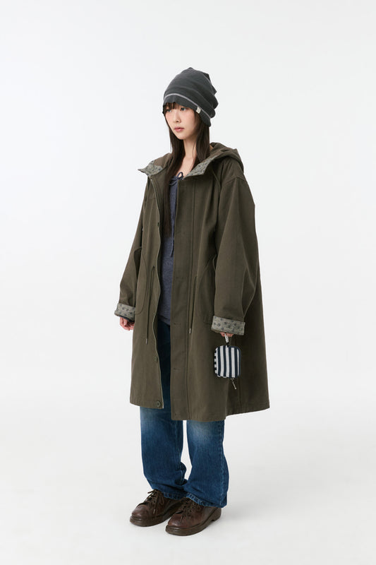 [9/21予約配送] VINTAGE FLORAL HOODED JACKET, KHAKI