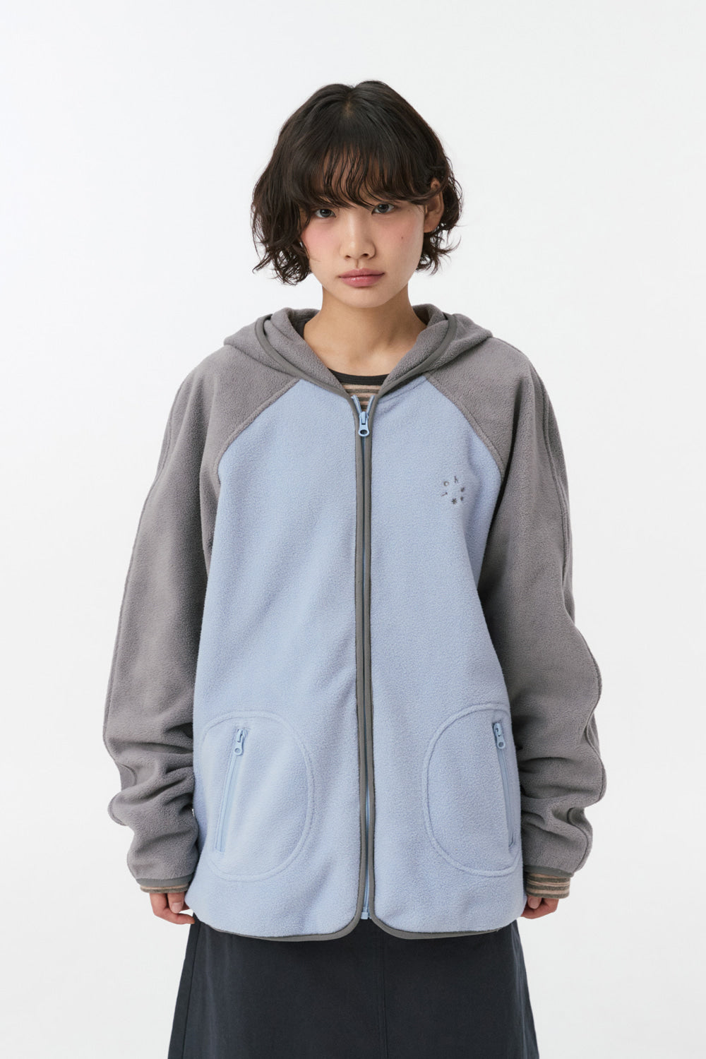 MINI LOGO FLEECE ZIP-UP, SKY BLUE