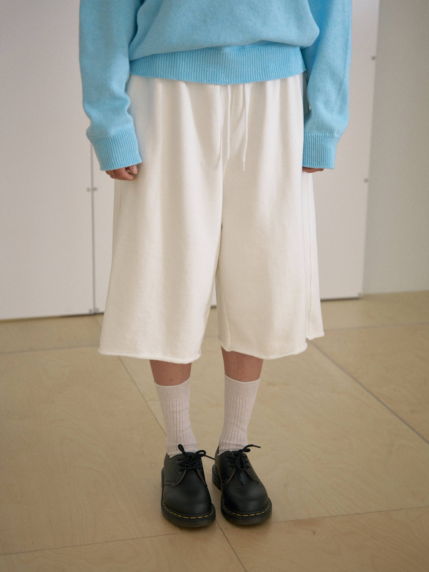 Cutoff Half Sweatpants - Ivory