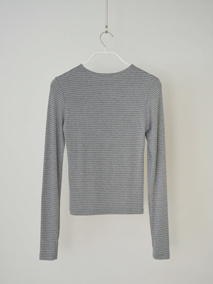 Rib Stripe Long Sleeve - Gray 9