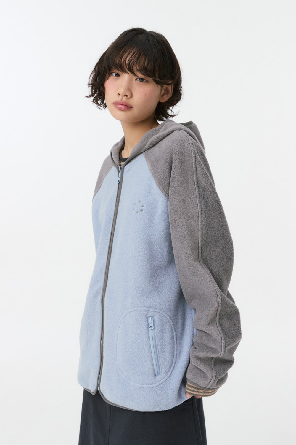 MINI LOGO FLEECE ZIP-UP, SKY BLUE