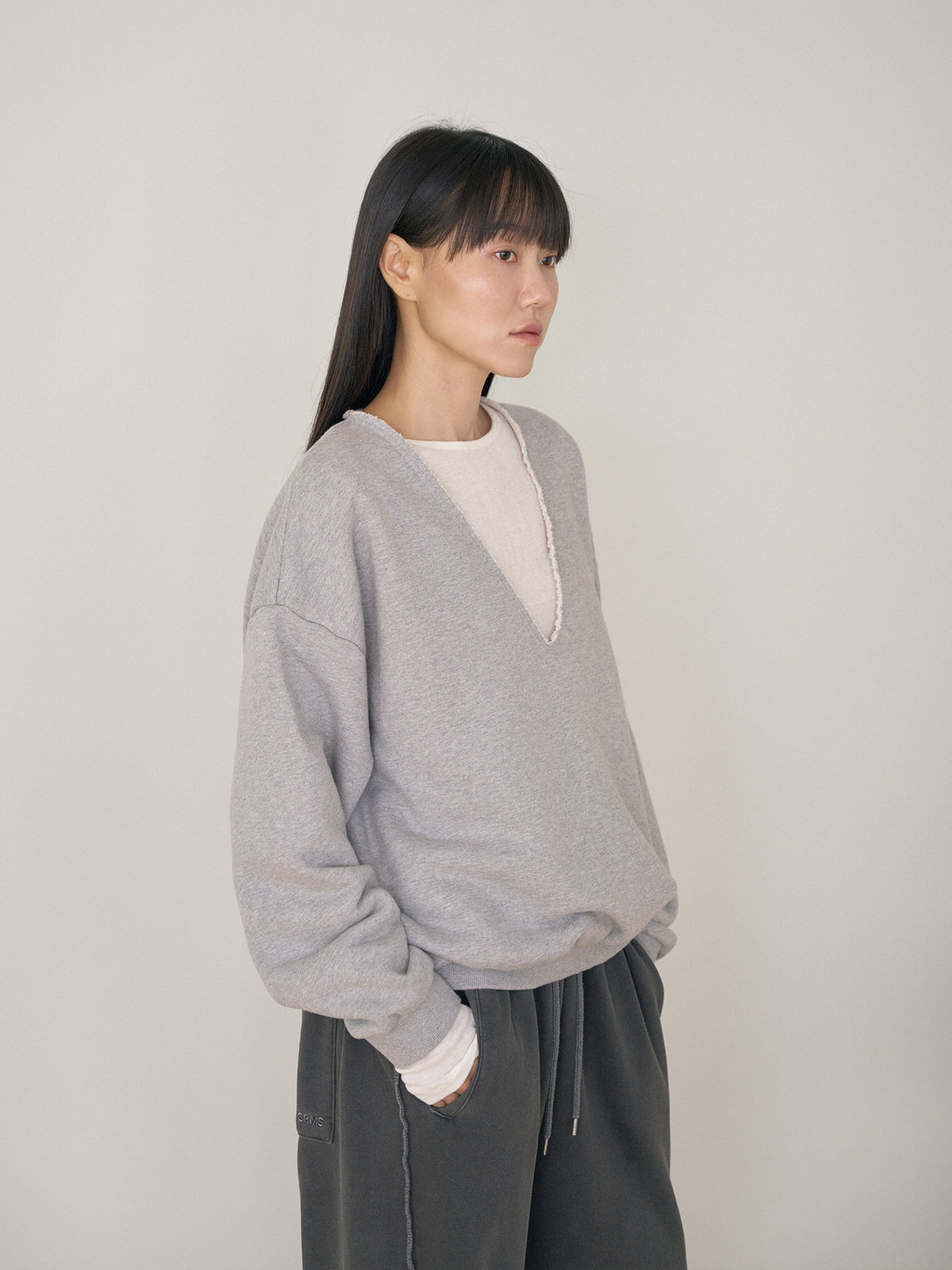 Raw Edge Sweatshirt - Gray 11