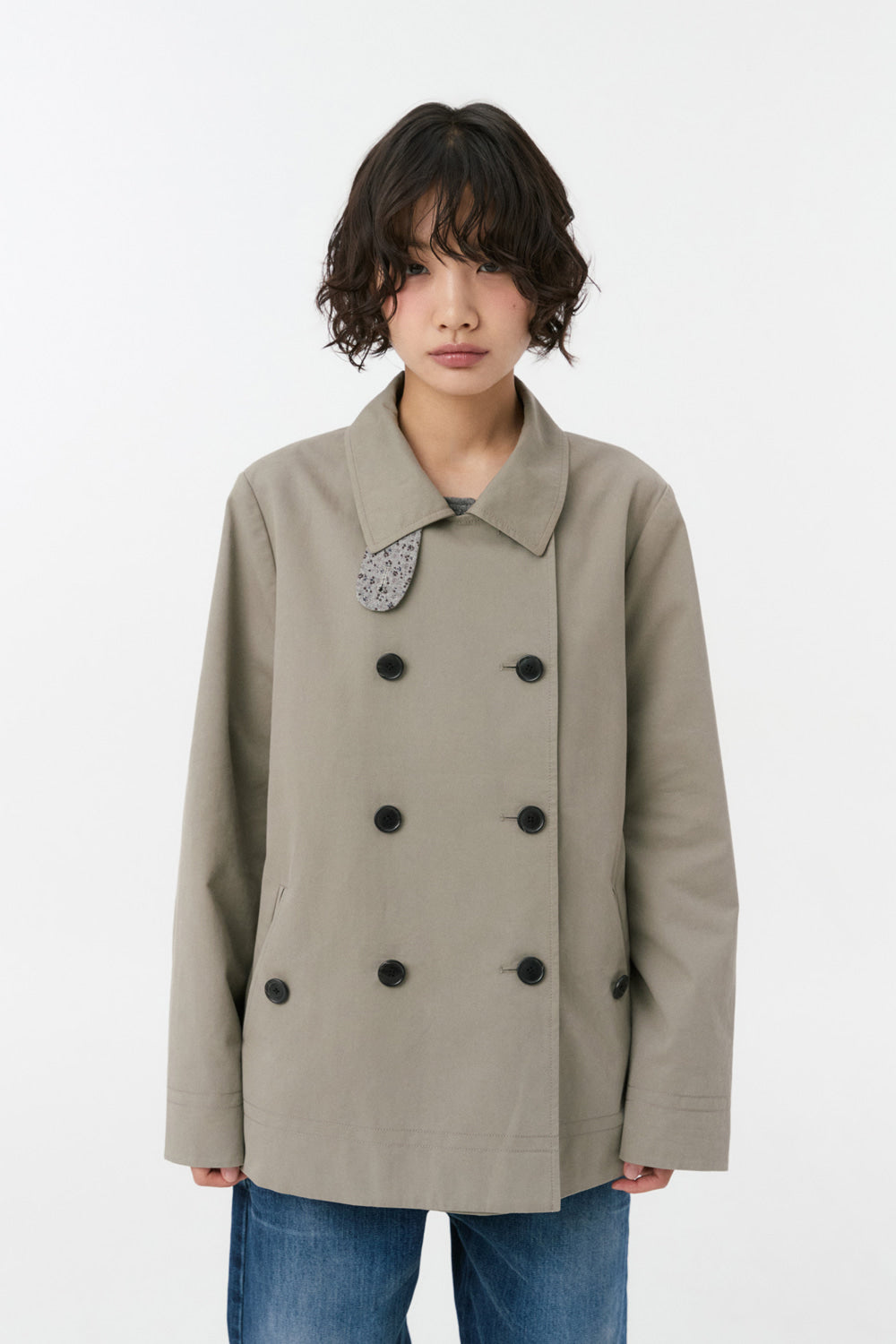 VINTAGE FLORAL HALF COAT, KHAKI