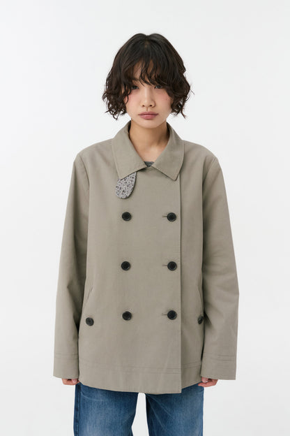 VINTAGE FLORAL HALF COAT, KHAKI