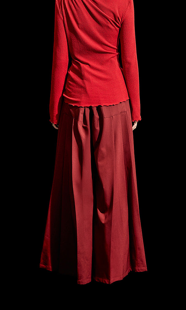 【Reculer レキュリー】Wide pleated pants Burgundy