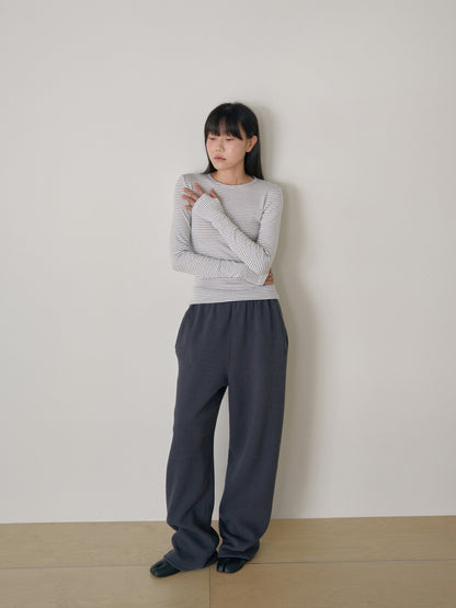 Rib Stripe Long Sleeve - Ivory 4