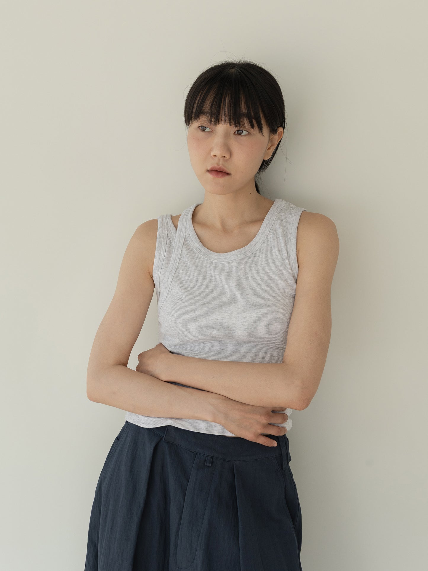 Mei Ribbed Sleeveless-GRAY
