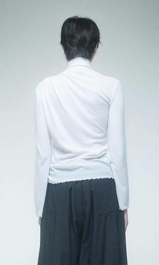 【Reculer レキュリー】Cowl string coloration draped T-shirt Ivory