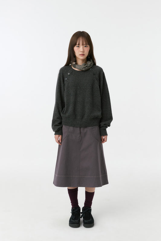 EMBROIDERY POCKET A-LINE SKIRT, PURPLE