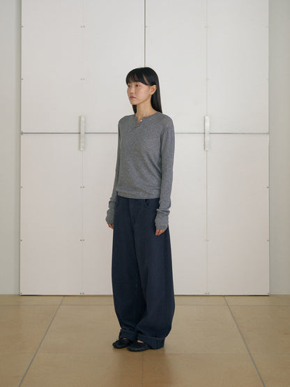 MARAN Henley Neck Pullover - Gray 商品画像15/21