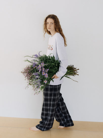 Side String Check Pants - Black 3