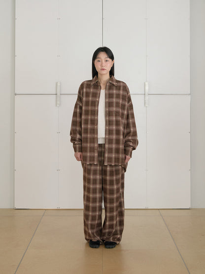 MARAN Fringe Check Shirt - Brown 商品画像18/21