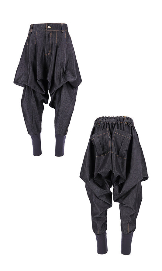[Reculer] Skirt silhouette baggy pants Like Denim Black