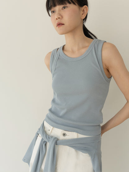 【MARAN】Mei Ribbed Sleeveles-BLUE