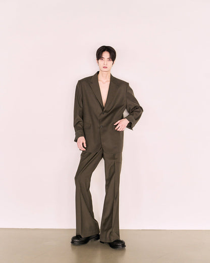 Choke Pocket Wool Flare Slacks_Khaki Brown