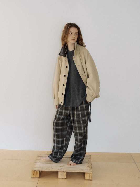 Side String Check Pants - Khaki 5