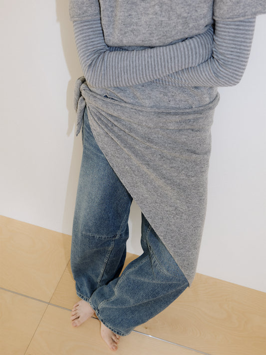 Curved Denim Pants - Indigo 4