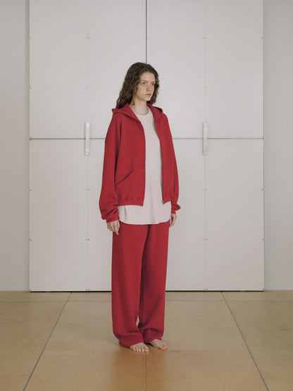 Current Waffle Hoodie Zip-up - Red 9
