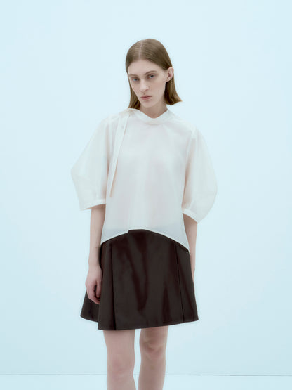 [ARIK.] [25SS] ALKES Panel flare skirt Umber Brown