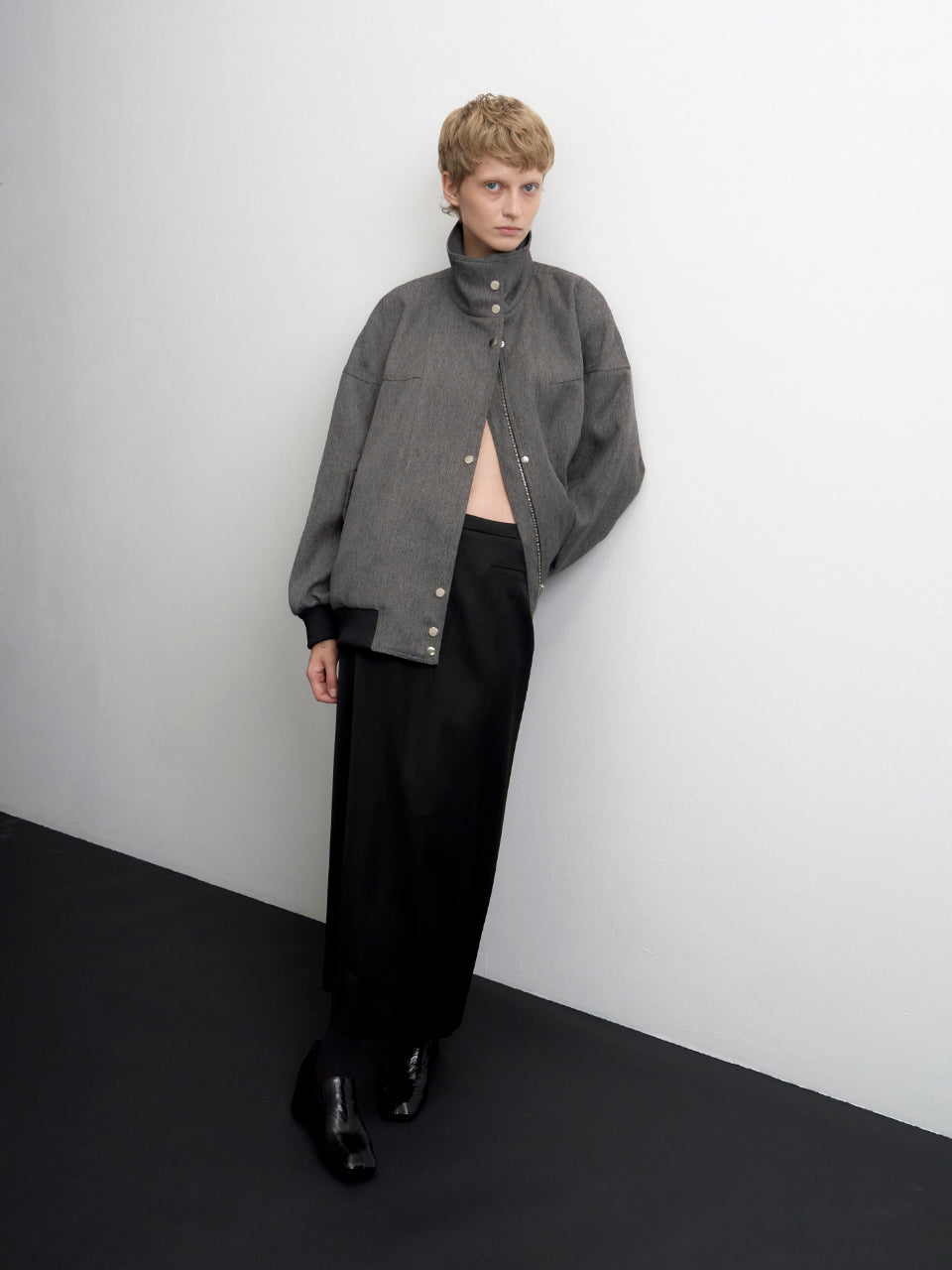 【ARIK. アリク AW】Lyra satin maxi skirt Black