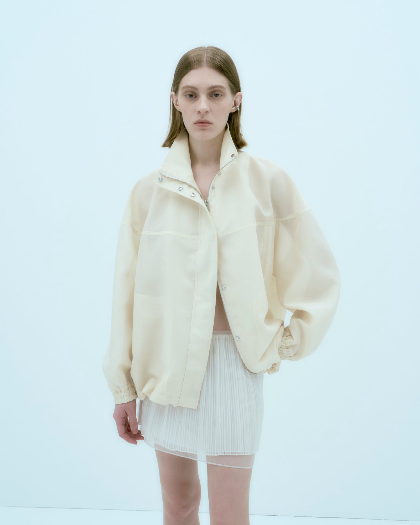 [ARIK.] [25SS] ELBA oversized sheer bomber jacket Butter Cream