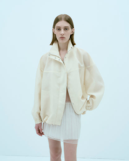 [ARIK.] [25SS] ELBA oversized sheer bomber jacket Butter Cream