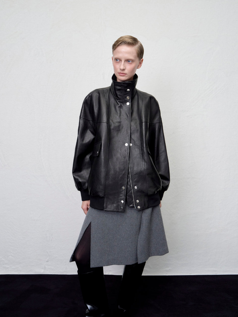 【ARIK. アリク AW】Segin oversized panel leather bomber jacket by ONLY FRANK s.r.l