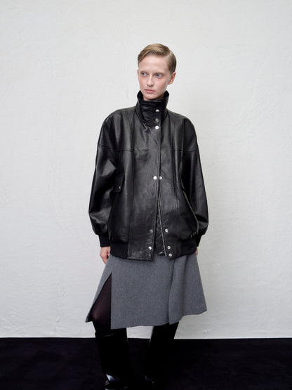 [ARIK. Arik AW] Segin oversized panel leather bomber jacket by ONLY FRANK srl