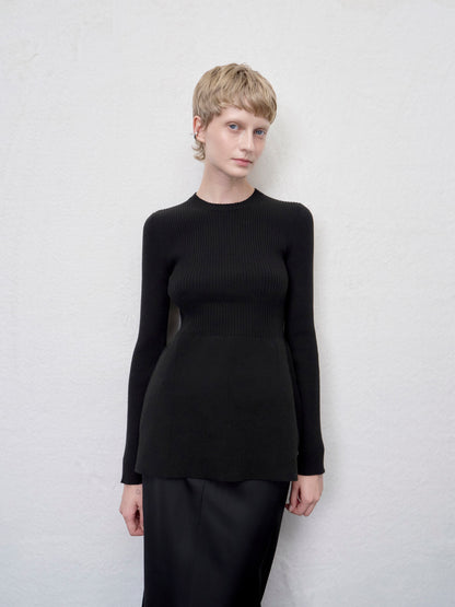 【ARIK. アリク AW】 Ara panel flare knit top Black