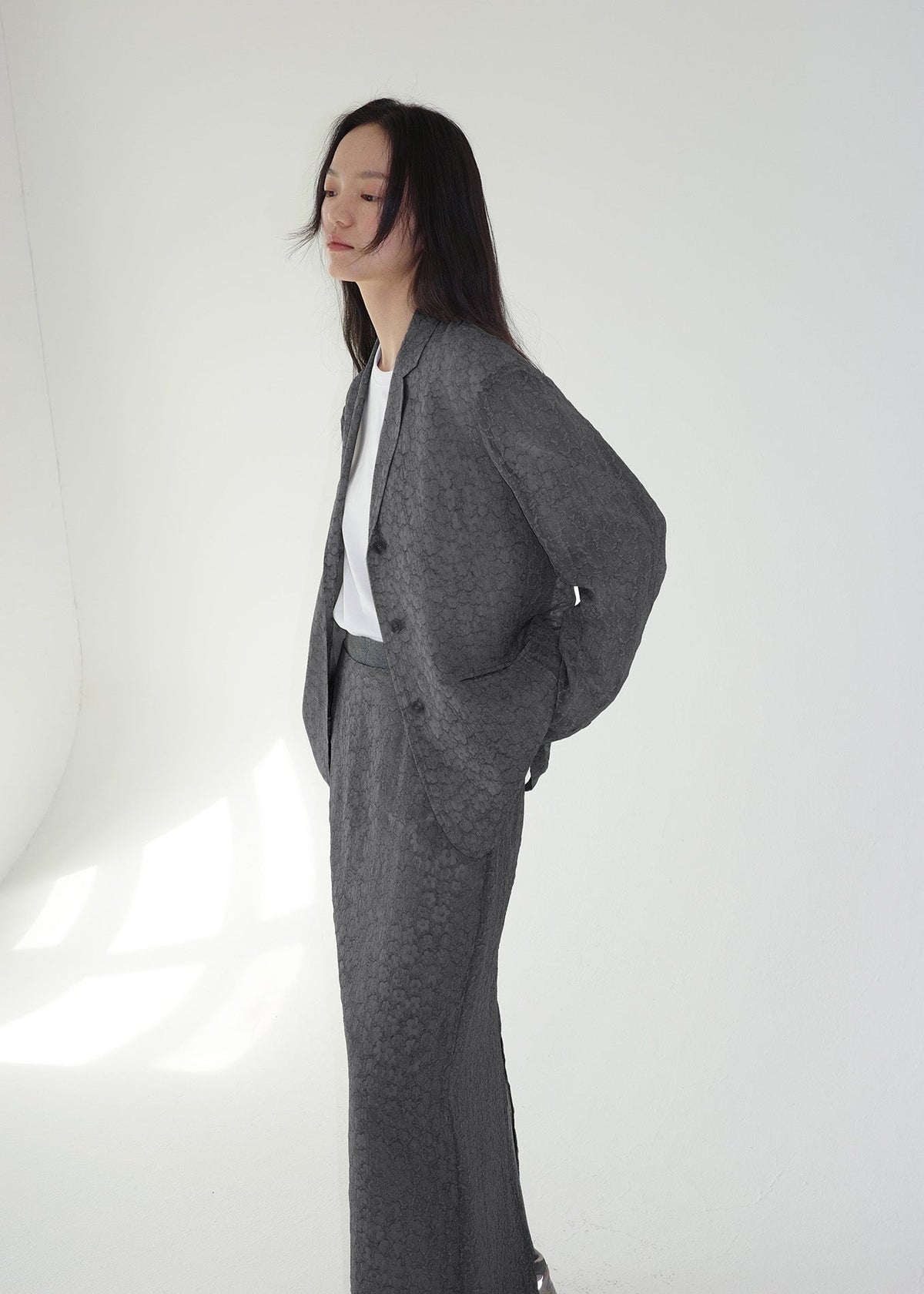 BABY FLOWER JACKET -CHARCOAL