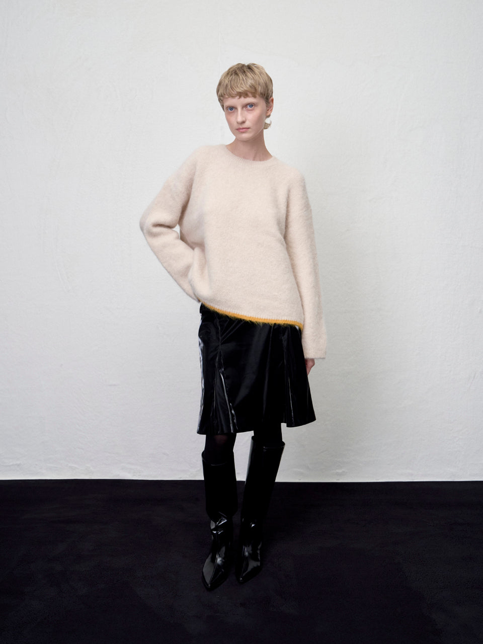 【ARIK. アリク AW】 Shaula boxy alpaca knit jumper Butter Cream