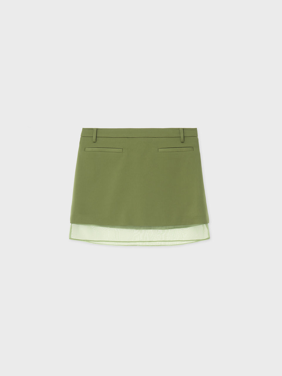 [ARIK. Arik] [24SS] [3rd Reorder] SAMAKAH Layered mini skirt Grass Green
