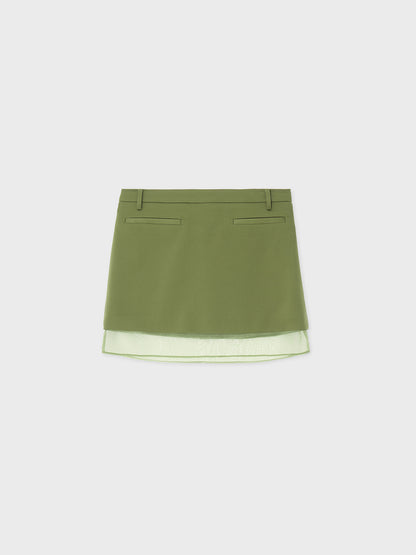 [ARIK. Arik] [24SS] [3rd Reorder] SAMAKAH Layered mini skirt Grass Green