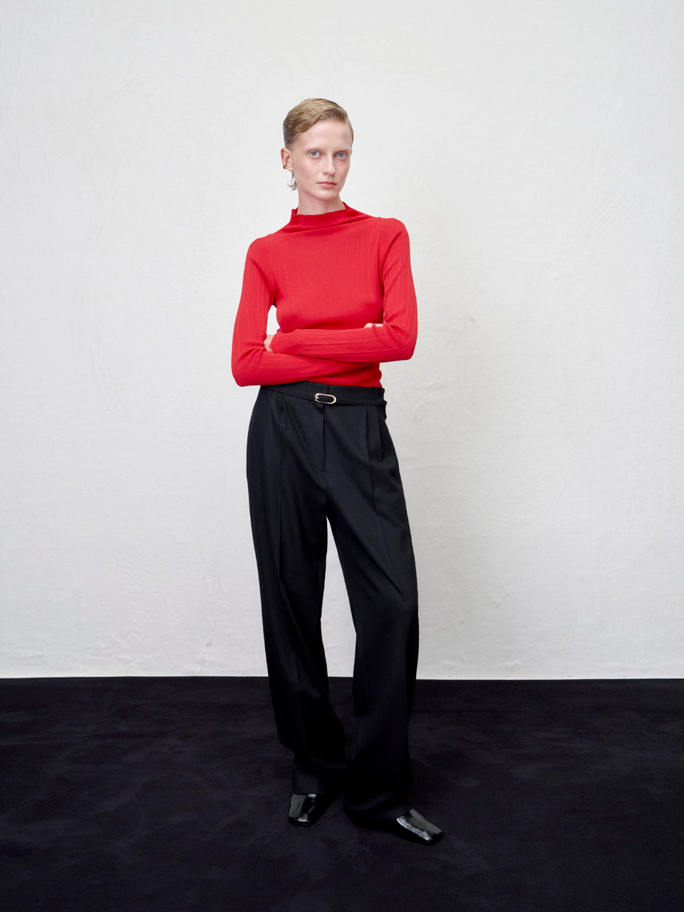 【ARIK. アリク AW】Caph belted tuck wide pants Black