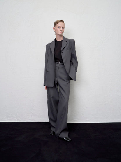 [ARIK. AW] Tarius twisted belted wide pants Gray