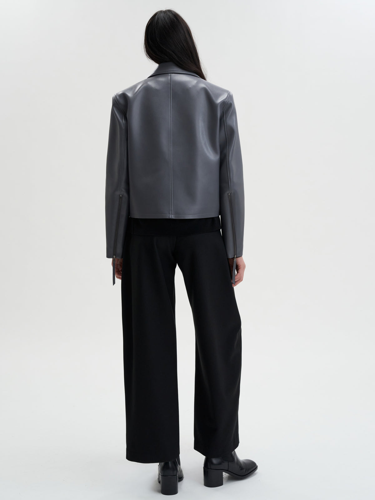 【MAGJAY】Slick Leather Jacket - GRAY