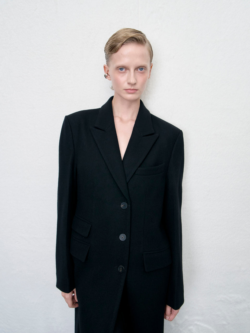 【ARIK. アリク AW】[REORDER] Libra tailored single breasted wool coat Black