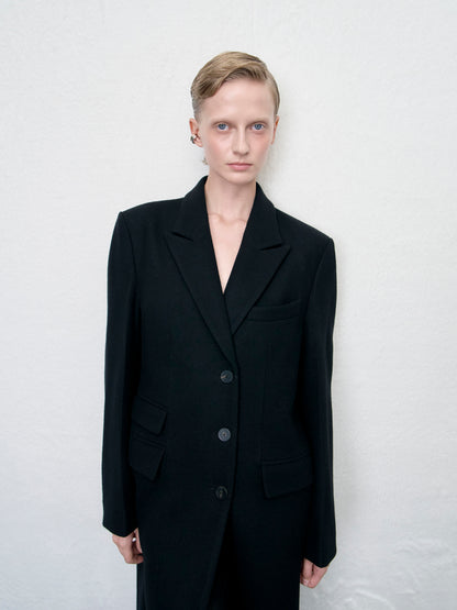 [ARIK. Arik AW] [REORDER] Libra tailored single breasted wool coat Black