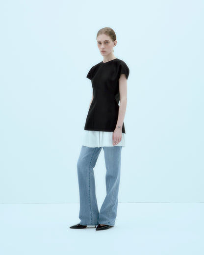 [ARIK.] [25SS] AIN silk blouse top Black