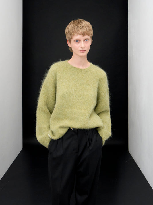 【ARIK. アリク AW】Shaula boxy alpaca knit jumper Moss Green