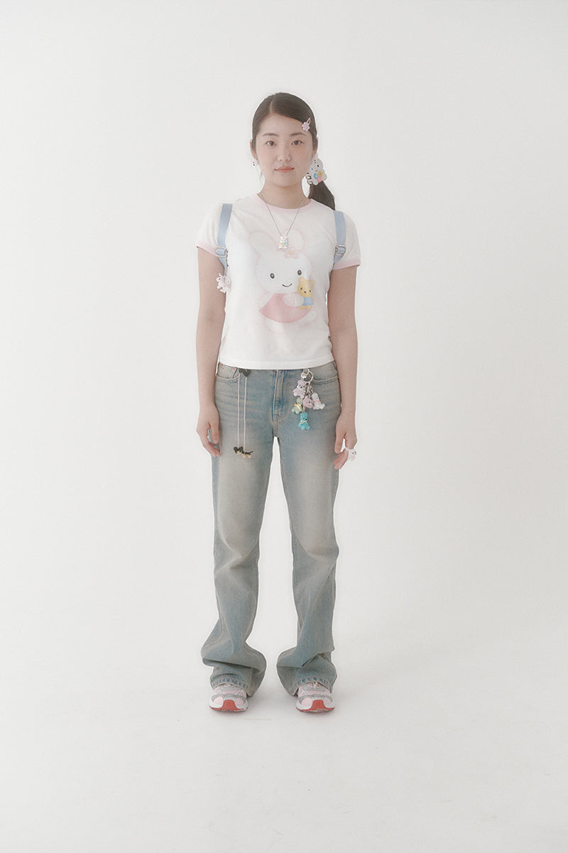 [X YOUNGART] KIDDY Hugs JINI Dot Ringer T-shirt