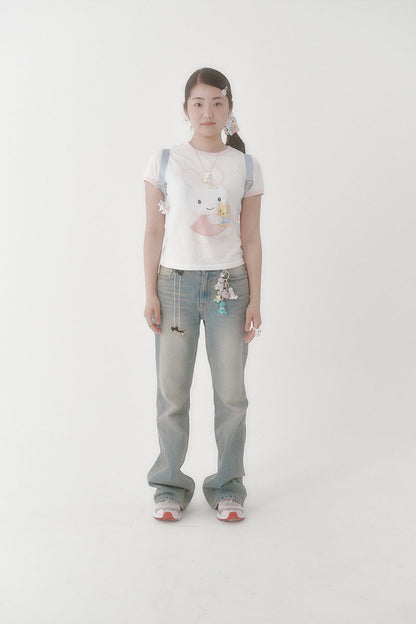 [X YOUNGART] KIDDY Hugs JINI Dot Ringer T-shirt