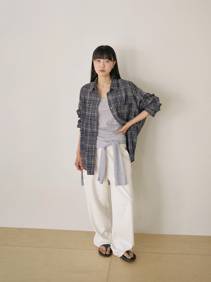 Check Wire Shirt - Navy 1