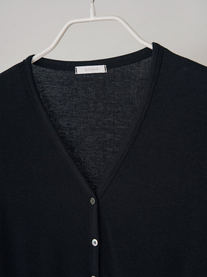 MARAN Wave V-neck Rib Cardigan - Black 商品画像19/21