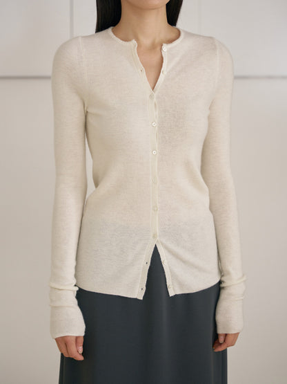 Alpaca Button Cardigan - Ivory 1
