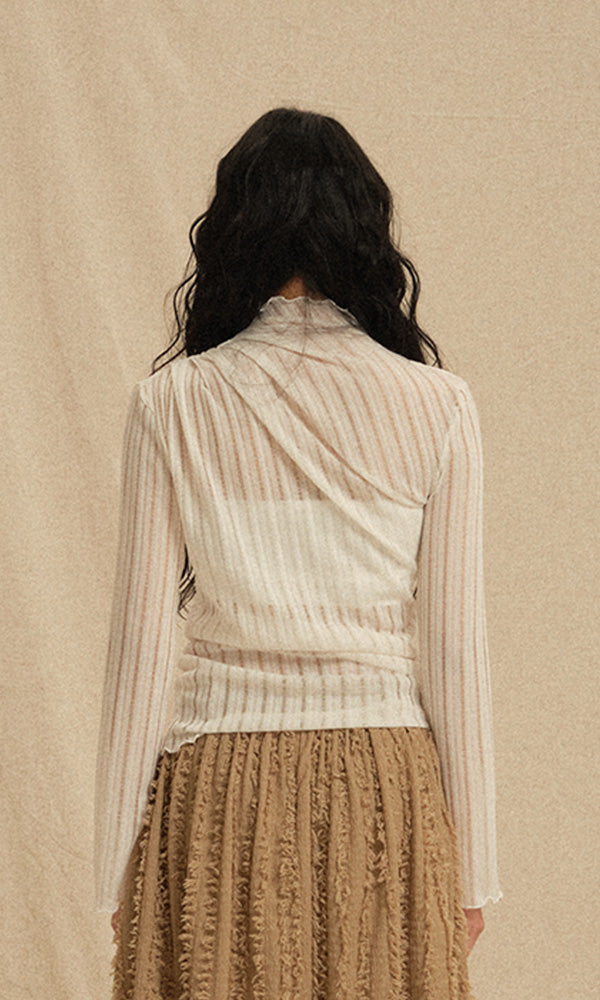 See-through turtleneck T-shirts Ivory (Ver. SS)