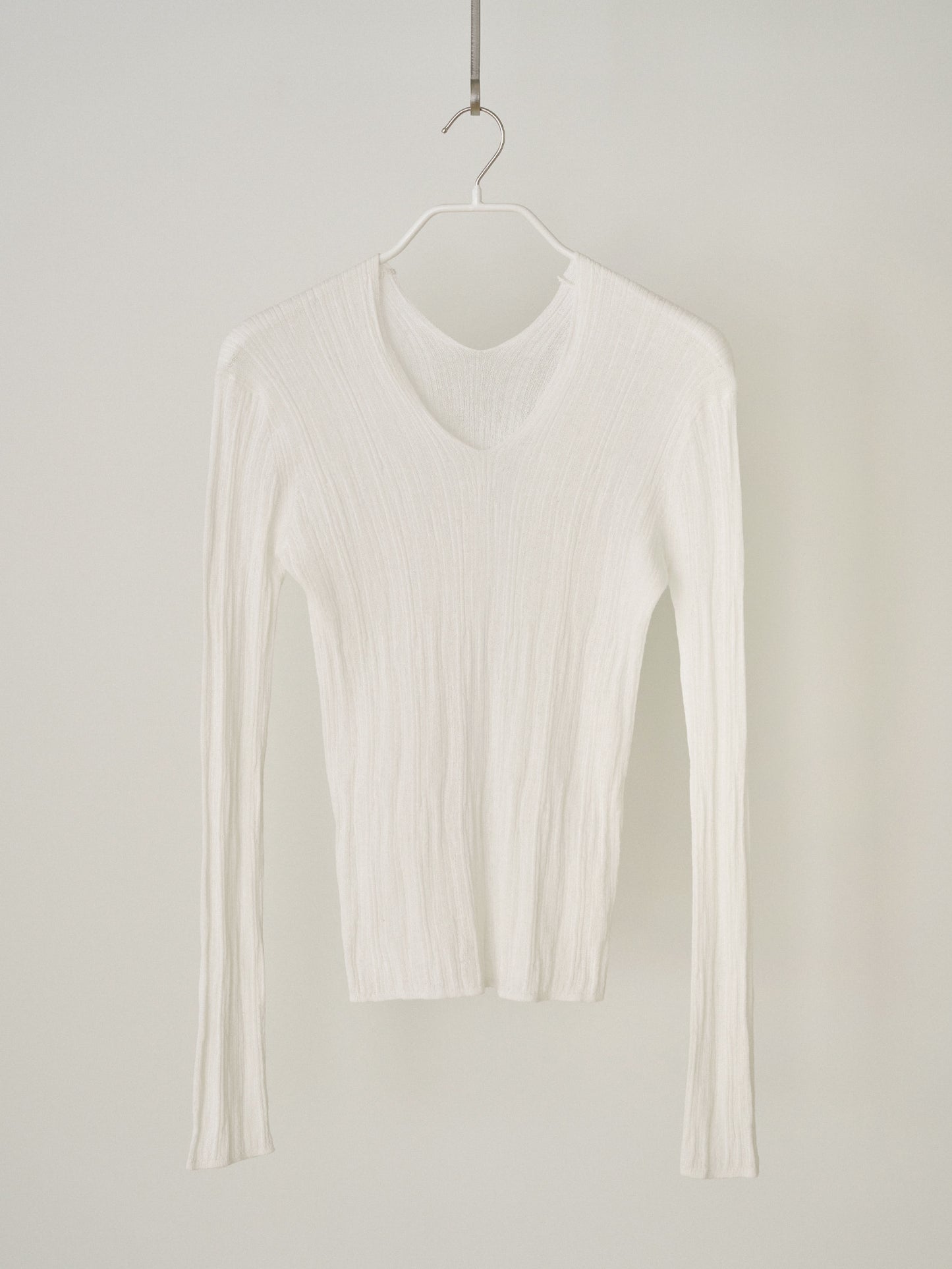 Multi Rib V-neck Pullover - Ivory