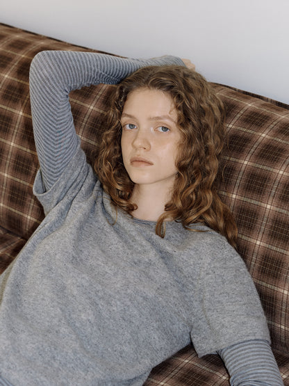 Cutoff Short Sleeve Pullover - Gray 2