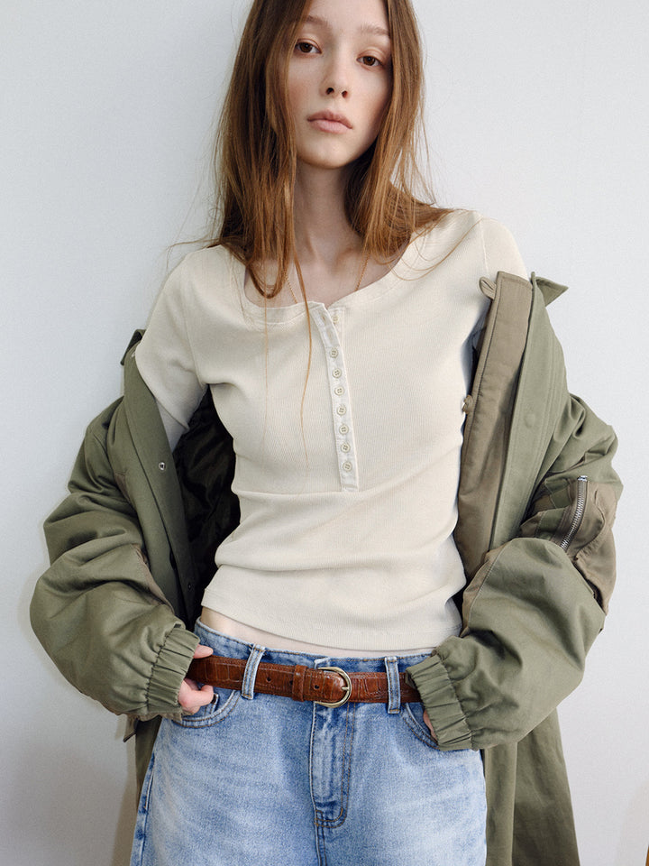【TOPDRESSING 2026AW】Pigment Button T-shirt